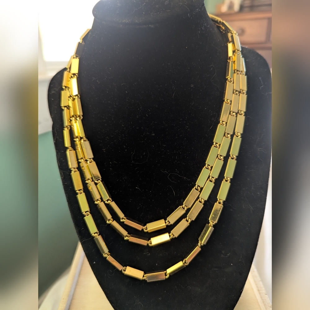 Monet Vintage Elegant Gold Necklace Bold Statement Layer Chains Wow Factor